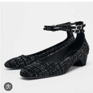 NWT ZARA Chanel vibes tweed Tweed Ankle
Strap Heels size 8 and 6.5 
🚨FIRM PRICE